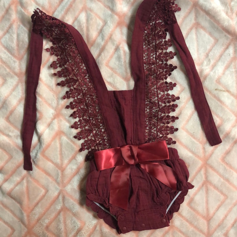 Burgundy Romper 0-3mo